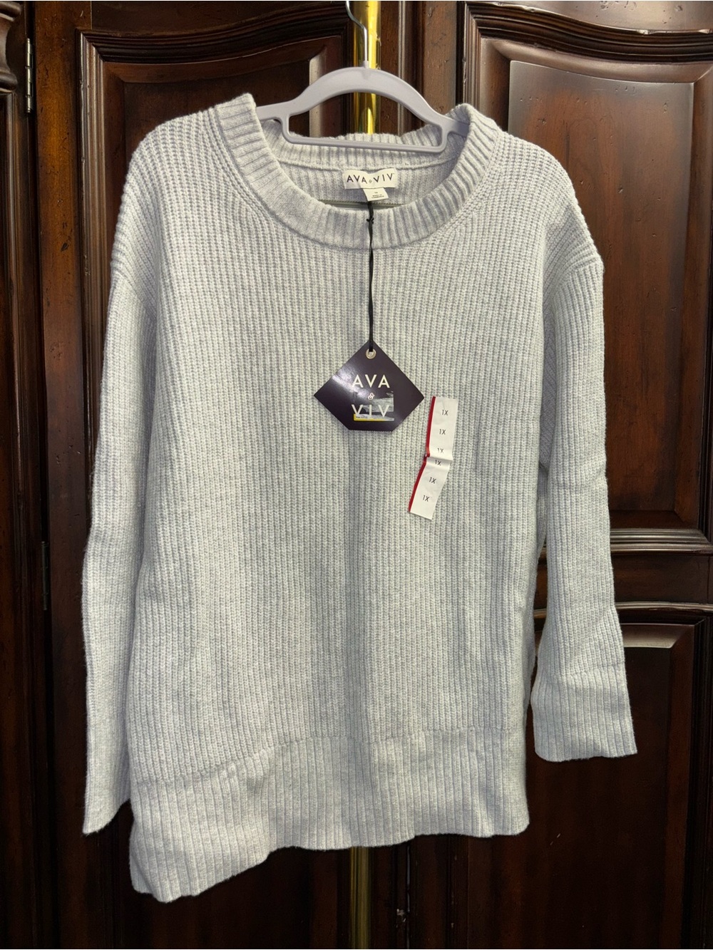 Ava & Viv Pale Blue Ribbed Crewneck Sweater